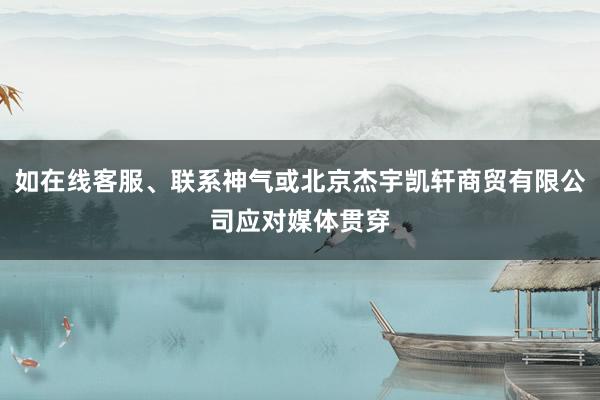 如在线客服、联系神气或北京杰宇凯轩商贸有限公司应对媒体贯穿