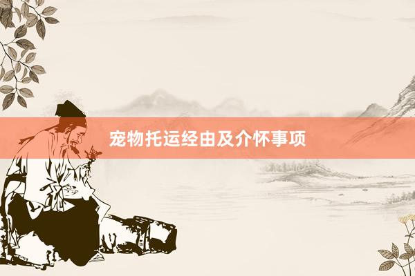 宠物托运经由及介怀事项